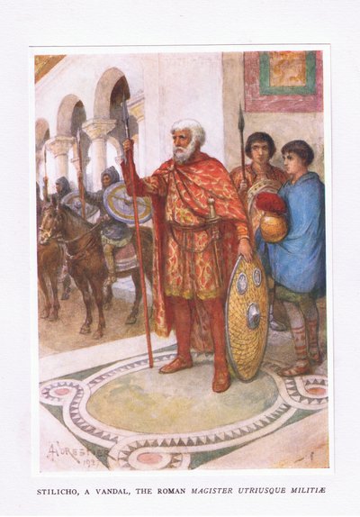 Stiliko, ein Vandale, Der römische Magister Utriusque Militae, Illustration aus Der römische Soldat, 1928 von Amedee Forestier