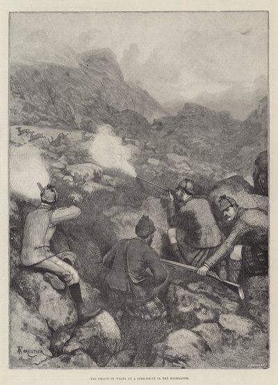 Der Prinz von Wales bei einer Hirschjagd in den Highlands von Amedee Forestier