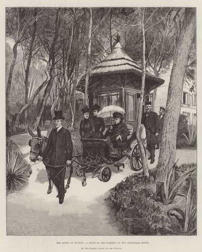 Die Königin in Hyeres, eine Fahrt in den Gärten des Hermitage Hotels von Amedee Forestier