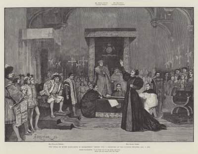 Der Prozess von Königin Katharina in Shakespeares Heinrich VIII, produziert im Lyceum Theatre, 5. Januar 1892 von Amedee Forestier