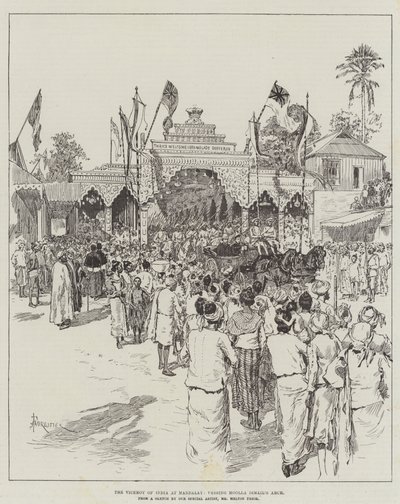 Der Vizekönig von Indien in Mandalay, passiert den Bogen von Moolla Ismail von Amedee Forestier