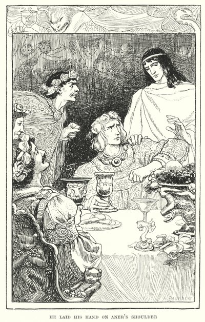 Er legte seine Hand auf Aners Schulter (Gravur) von Amelia M. (attr.to) Bowerley or Bauerle