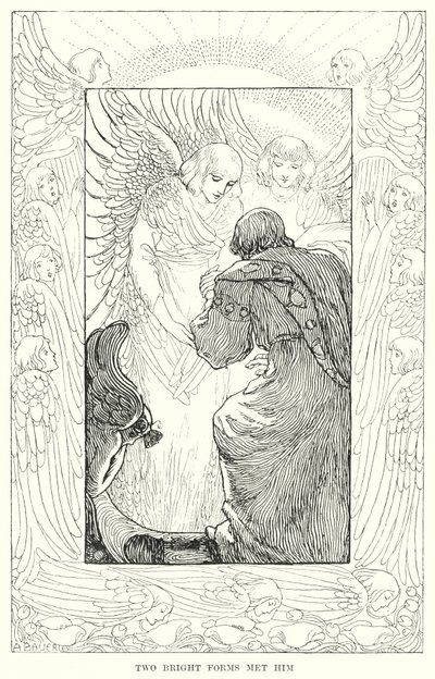 Zwei helle Gestalten trafen ihn (Gravur) von Amelia M. (attr.to) Bowerley or Bauerle