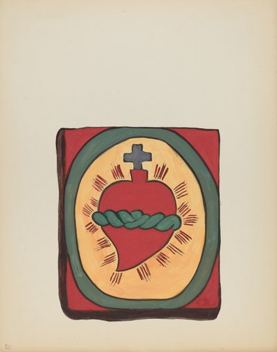 Tafel 50: Heiliges Herz: Aus dem Portfolio "Spanische Kolonialdesigns von New Mexico" von American 20th Century