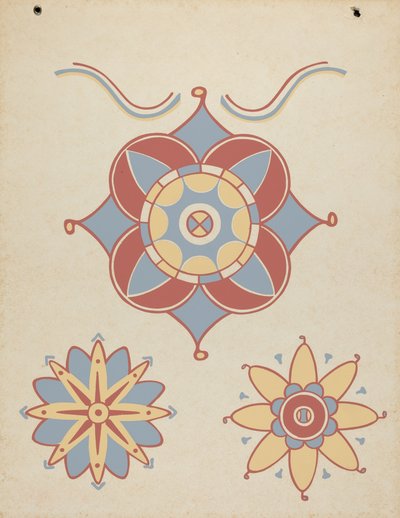 San Juan Capistrano Missionsdeckendekoration aus dem Portfolio "Dekorative Kunst des spanischen Kaliforniens" von American 20th Century