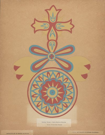 Santa Barbara Missions-Türdesign aus dem Portfolio "Dekorative Kunst von Spanisch-Kalifornien" von American 20th Century