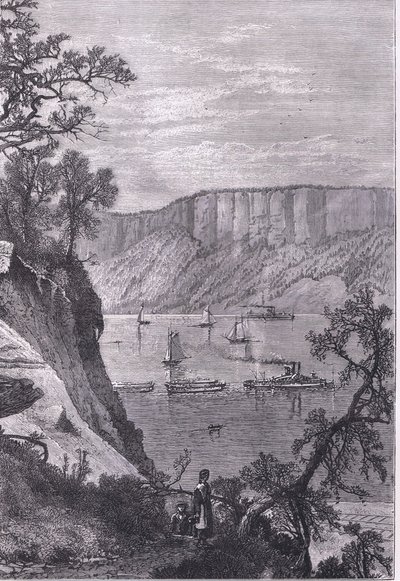 Die Palisaden des Hudson, Illustration aus Cassells Geschichte der Vereinigten Staaten, veröffentlicht von Cassell, Petter & Galpin, ca. 1900 (Lithografie) von American English school