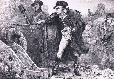 Washington bei der Belagerung von Yorktown, Illustration aus Cassells Geschichte der Vereinigten Staaten, veröffentlicht von Cassell, Petter & Galpin, um 1900 (Lithographie) von American English school
