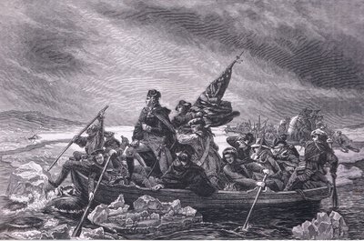 Washington überquert den Delaware, Illustration aus Cassells Geschichte der Vereinigten Staaten, veröffentlicht von Cassell, Petter & Galpin, ca. 1900 (Lithografie) von American English school