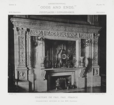 Kamin: Schloss Pau, Pau, Frankreich (s/w Foto) von American Photographer (after)