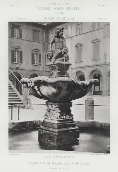 Brunnen auf der Piazza Del Municipio, Prato, Italien von American Photographer (after)
