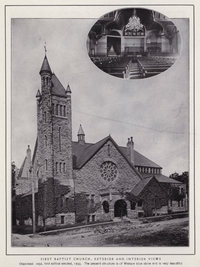 Jamestown, NY: Erste Baptistenkirche, Außen- und Innenansichten von American Photographer (after)
