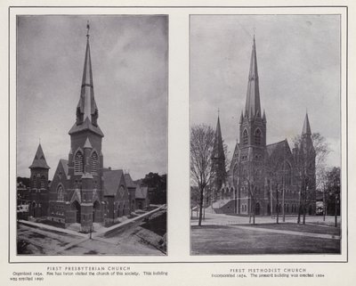 Jamestown, NY: Erste Presbyterianische Kirche; Erste Methodistische Kirche von American Photographer (after)