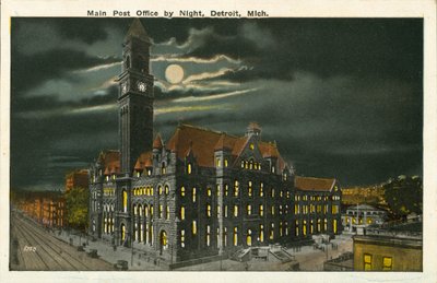 Hauptpostamt bei Nacht, Detroit, Michigan von American Photographer