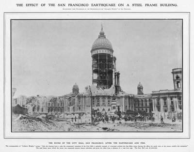 Die Ruinen des Rathauses nach dem Erdbeben und Feuer von 1906, 1906 von American Photographer