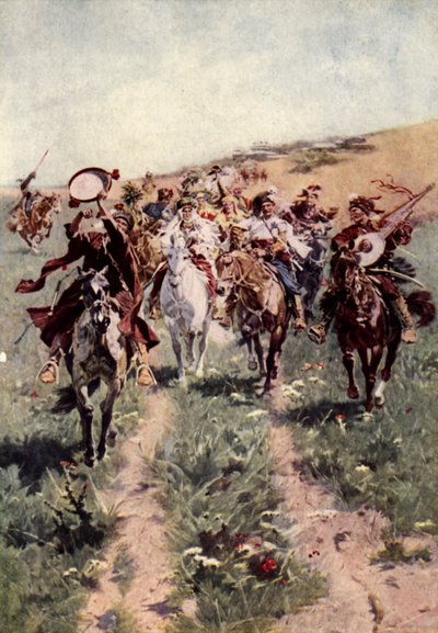 Eine Kosakenhochzeitsprozession (Farblithografie) von American School