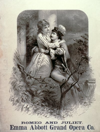 Werbung für Romeo und Julia, mit Emma Abbott, Grand Opera Company von American School