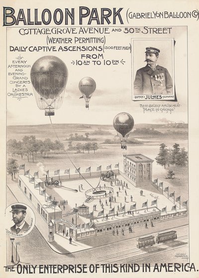 Werbeplakat für einen Ballonpark in Chicago, USA, ca. 1888 von American School