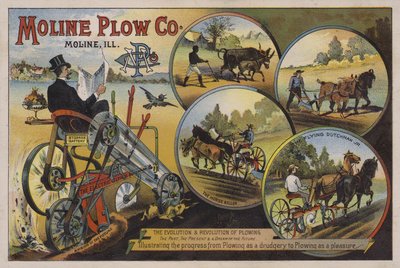 Amerikanische Werbekarte für die Moline Plow Company, Illinois, ca. 1880er von American School