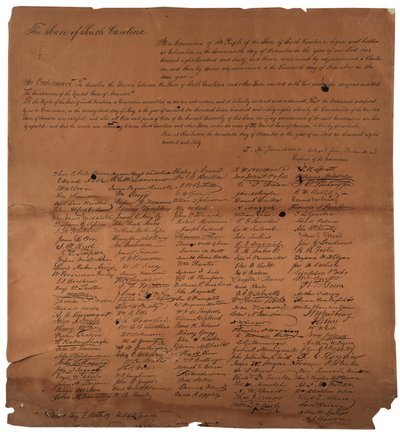 Eine Verordnung zur Auflösung der Union zwischen dem Staat South Carolina, 20. Dezember 1860, gedruckt 1861 von American School