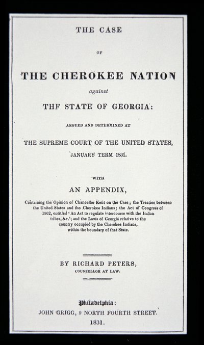 Anti-Entfernungs-Traktat der Cherokee-Nation als Antwort auf die erzwungene Entfernung der Indianer aus ihrer Heimat von American School