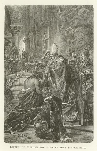 Taufe von Stephan dem Frommen durch Papst Silvester II. von American School