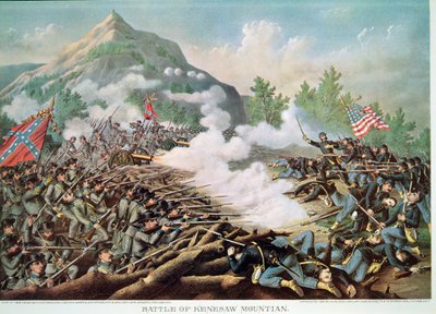 Schlacht am Kenesaw Mountain, Georgia, 27. Juni 1864, graviert von Kurz & Allison von American School