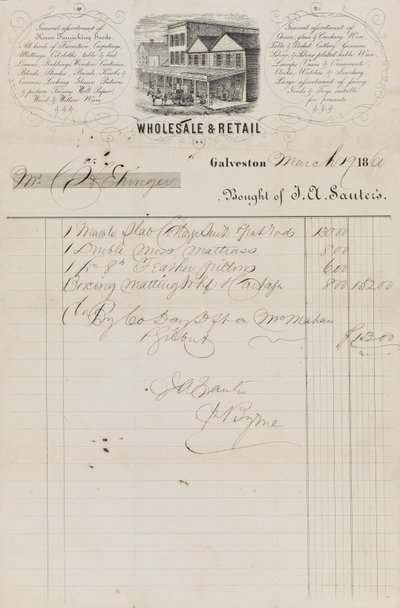 Kaufvertrag von J. A. Sauter, datiert 19. März von American School