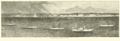Blockadeflotte vor Wilmington, New Inlet, Oktober 1864 von American School