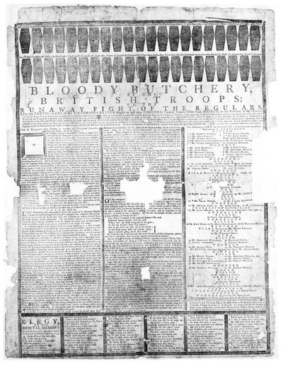 Blutiges Gemetzel der britischen Truppen, Salem 1775 von American School