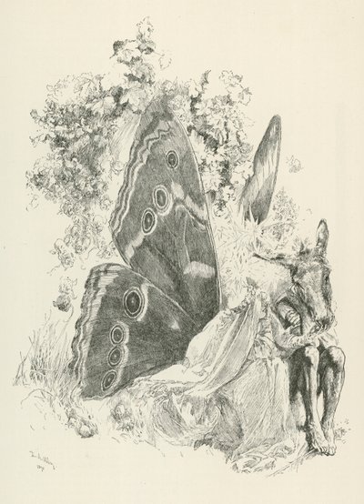 Bottom und Titania, Figuren aus William Shakespeares Stück Ein Sommernachtstraum (Gravur) von American School