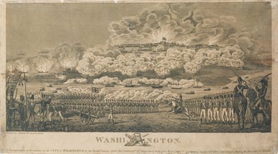 Brand von Washington durch die Briten, 24. August 1814, veröffentlicht von I. Ryland von American School