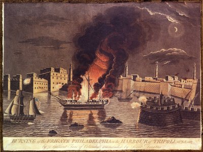 Verbrennung der Fregatte Philadelphia im Hafen von Tripolis am 16. Februar 1804 von American School