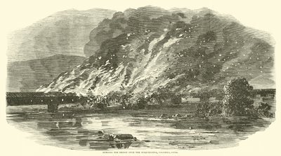Verbrennung der Brücke über den Susquehanna, Columbia, Penn, Juni 1863 von American School