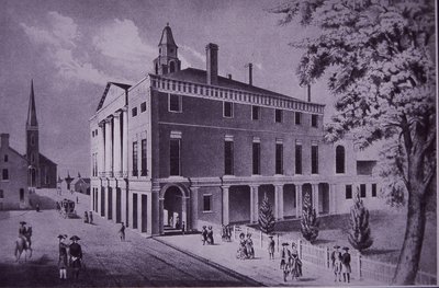 Rathaus, Wall Street, New York City im Jahr 1790 (Stich) von American School