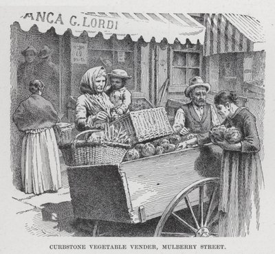 Bordstein-Gemüseverkäufer, Mulberry Street von American School