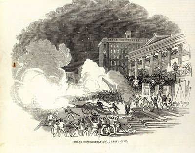 Demonstration in Jersey City zugunsten der Annexion von Texas durch die Vereinigten Staaten, Illustration aus 