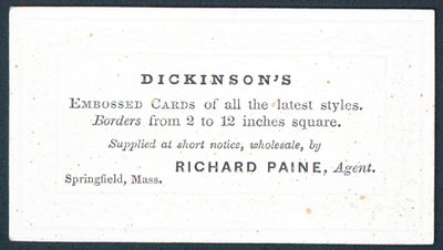 Dickinsons, Lieferant von geprägten Karten aller neuesten Stile, Visitenkarte von American School
