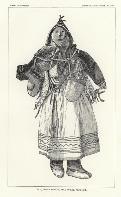 Puppe, Indianerfrau, Festkleidung, Nenenot von American School
