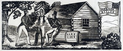 Emblem für die Harrison & Tyler Präsidentschaftskampagne 1840, veröffentlicht 1840 von American School