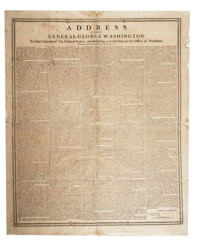 Abschiedsrede des verstorbenen Generals George Washington, 17. September 1796 von American School