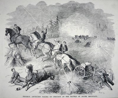 Bundesartillerie bezieht Stellung in der Schlacht am South Mountain, September 1862 von American School