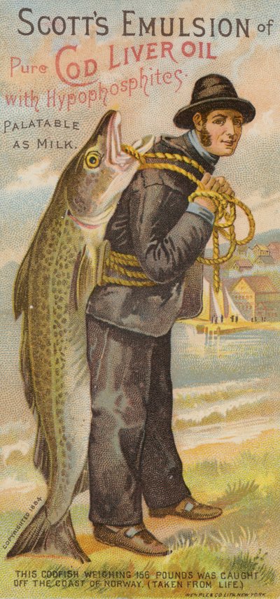 Fischer hält Fisch über der Schulter von American School