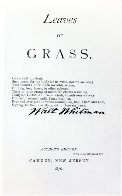 Frontispiz zu Leaves of Grass von Walt Whitman, veröffentlicht 1876 von American School