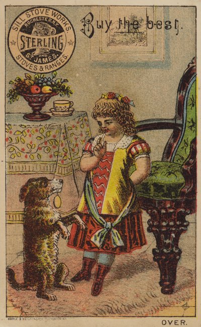 Mädchen und bettelnder Hund von American School