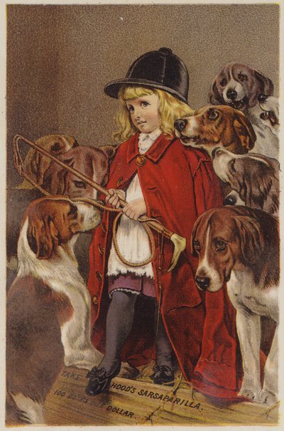 Mädchen in Jagdjacke mit Hunden von American School