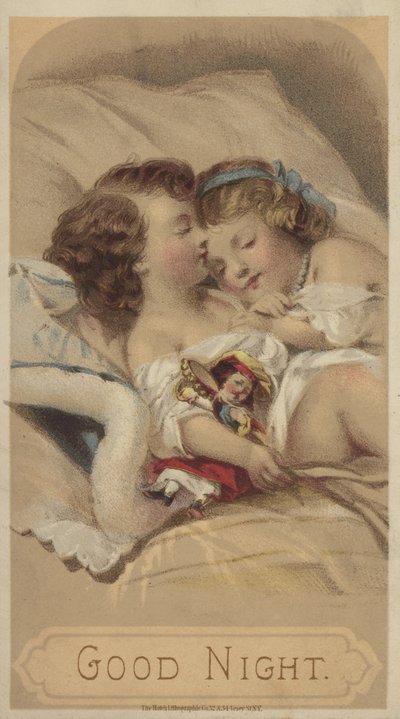 Gute Nacht, Kinder schlafen im Bett von American School
