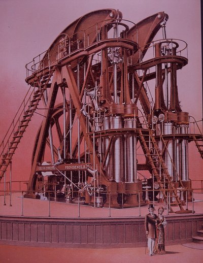 Große Corliss-Dampfmaschine auf der Philadelphia-Ausstellung von American School