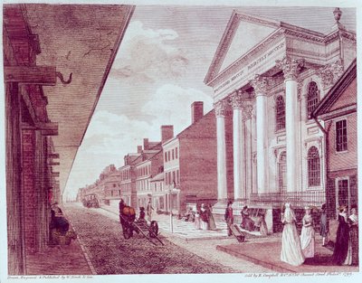 Hauptstraße mit der ersten presbyterianischen Kirche, Philadelphia, 1799 von American School