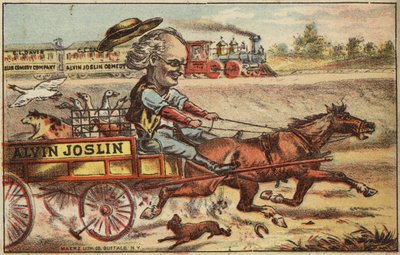 Pferd und Wagen jagen Zug von American School